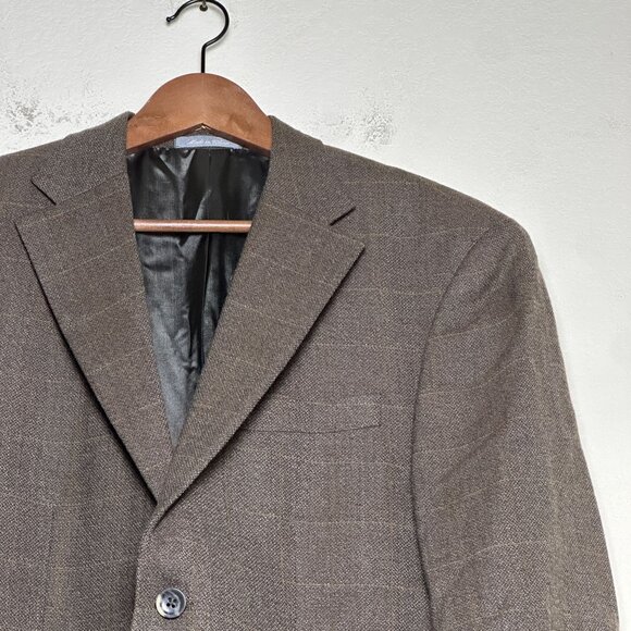 Oscar De La Renta Wool Blazer Coat Jacket Men 40R Brown Prep Minimal Work Formal - Picture 2 of 15